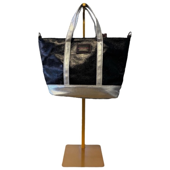 Victoria’s Secret | NWT | Metallic Mini Tote Bag | Black/Silver - Picture 1 of 12